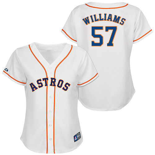 Jerome Williams #57 mlb Jersey-Houston Astros Women's Authentic Home White Cool Base Baseball Jersey